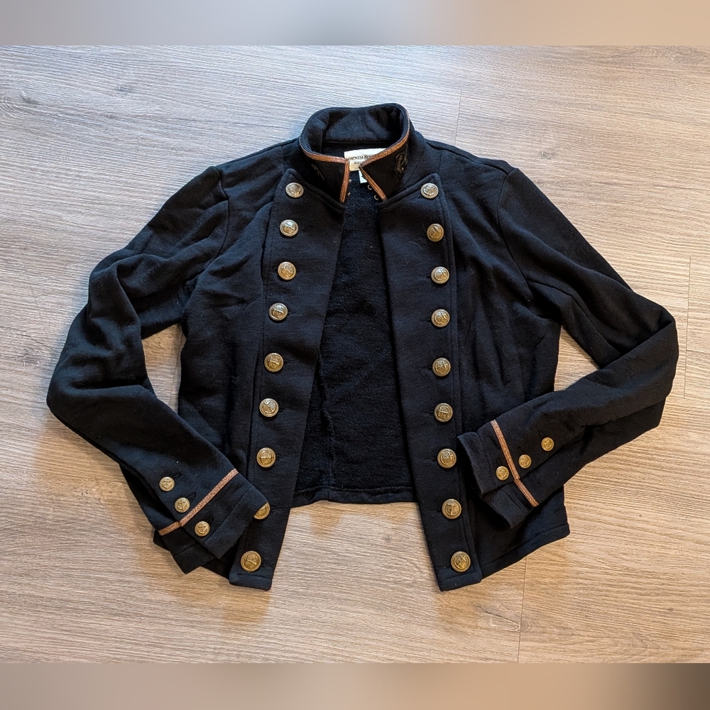 Ralph Lauren Black Military-Inspired Jacket with Gold Buttons